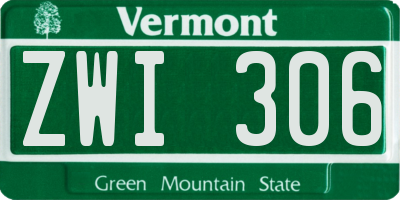 VT license plate ZWI306