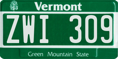 VT license plate ZWI309