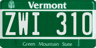 VT license plate ZWI310