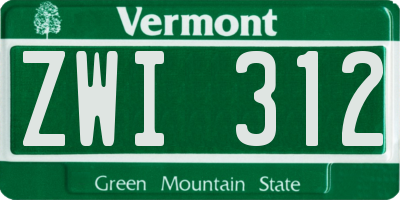 VT license plate ZWI312