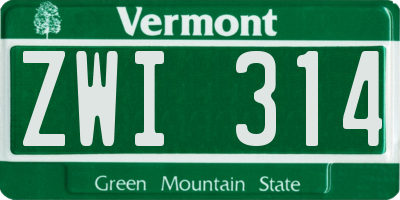 VT license plate ZWI314