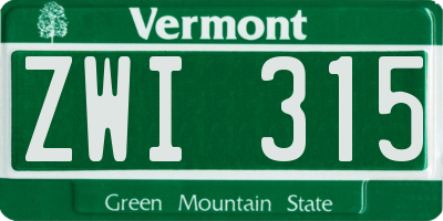 VT license plate ZWI315