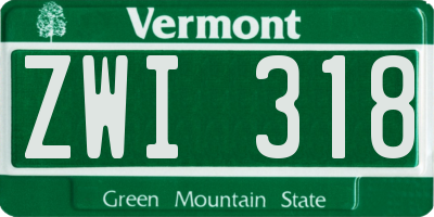 VT license plate ZWI318