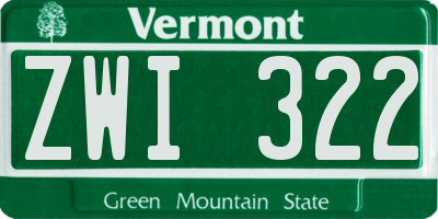 VT license plate ZWI322