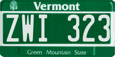 VT license plate ZWI323