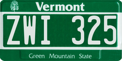VT license plate ZWI325