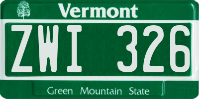 VT license plate ZWI326