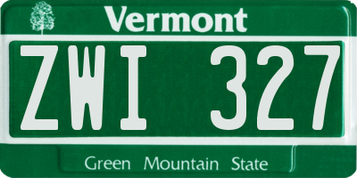 VT license plate ZWI327