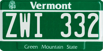 VT license plate ZWI332