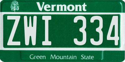 VT license plate ZWI334