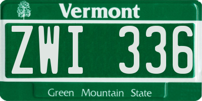 VT license plate ZWI336