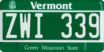 VT license plate ZWI339