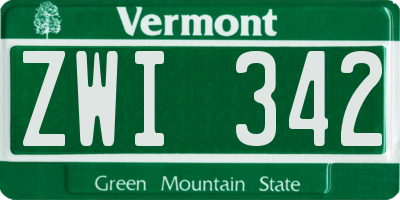 VT license plate ZWI342