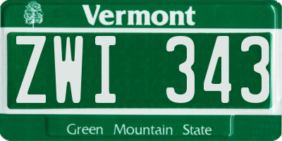VT license plate ZWI343