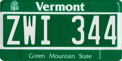 VT license plate ZWI344