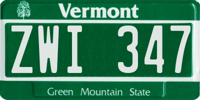 VT license plate ZWI347