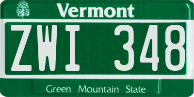 VT license plate ZWI348