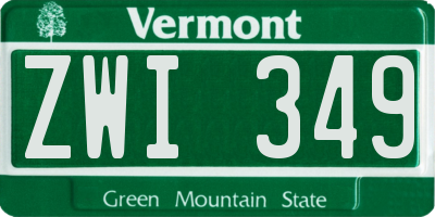 VT license plate ZWI349