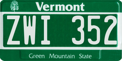 VT license plate ZWI352