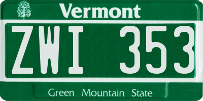 VT license plate ZWI353