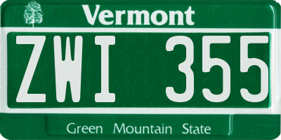 VT license plate ZWI355