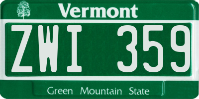 VT license plate ZWI359
