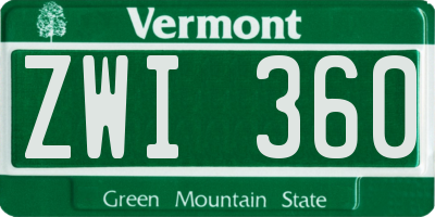 VT license plate ZWI360