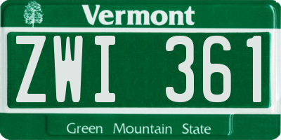 VT license plate ZWI361