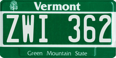 VT license plate ZWI362