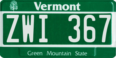 VT license plate ZWI367