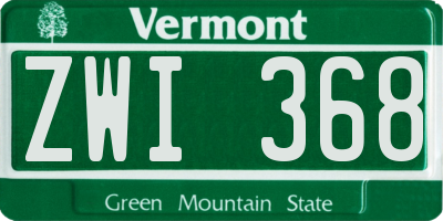VT license plate ZWI368
