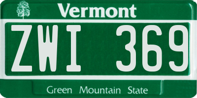 VT license plate ZWI369