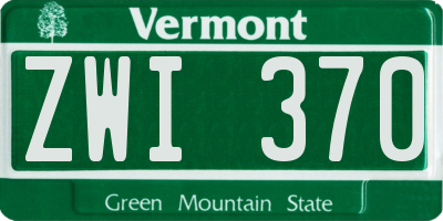 VT license plate ZWI370