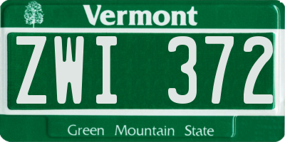 VT license plate ZWI372