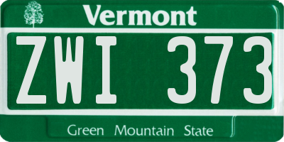 VT license plate ZWI373