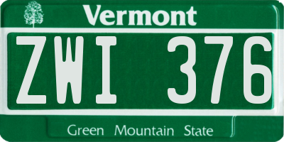 VT license plate ZWI376