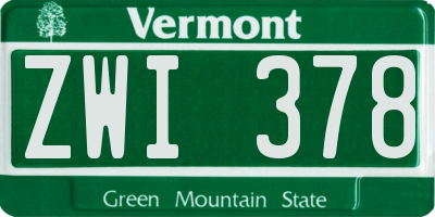 VT license plate ZWI378