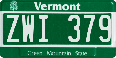 VT license plate ZWI379