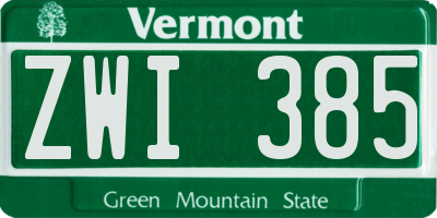 VT license plate ZWI385