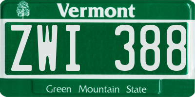 VT license plate ZWI388