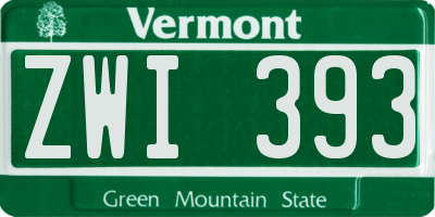VT license plate ZWI393