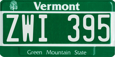 VT license plate ZWI395