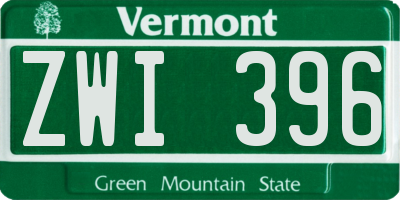 VT license plate ZWI396