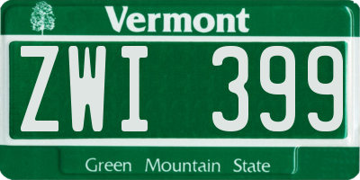 VT license plate ZWI399