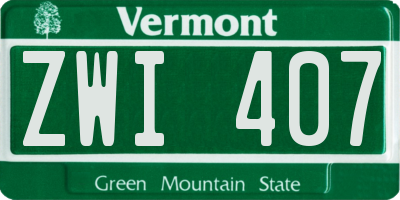 VT license plate ZWI407