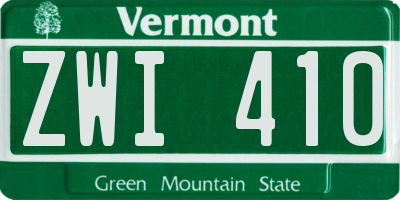 VT license plate ZWI410