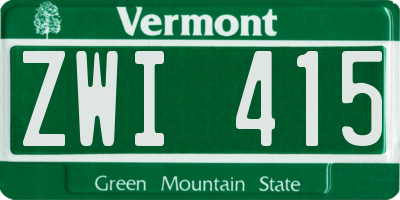 VT license plate ZWI415