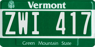 VT license plate ZWI417
