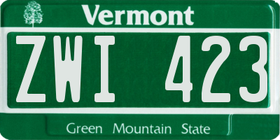 VT license plate ZWI423