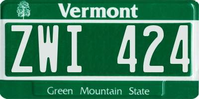 VT license plate ZWI424